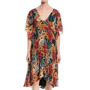 Club Monaco Zorbina Pleated Floral Midi Dress
